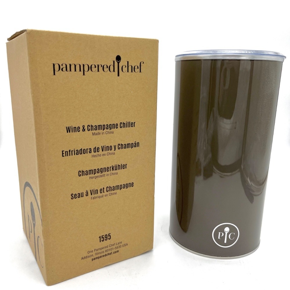 Pampered‎ Chef 1595 Wine & Champagne Chiller Insulated Cooler Server Brown